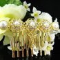 Handmade Bridal golden pearl crystal comb;wedding tiara ;bride headpiece accessories #1065g