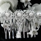 Handmade Bridal silver crystal pearl comb ;wedding tiara;bride headpiece ;opera accessories #1065s