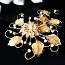 Golden Bridal crystal comb ;Floral hair comb;Wedding tiara;bride headpiece ;opera accessories#94g