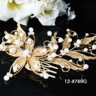 Golden Bridal crystal comb ;Floral hair comb;Wedding tiara;bride headpiece ;opera accessories#89g