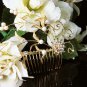 Golden Bridal crystal comb ;Floral hair comb;Wedding tiara;bride headpiece ;opera accessories#479g