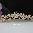 Golden floral hair comb;Bridal crystal comb ;Wedding tiara;bride headpiece ;opera accessories#523g