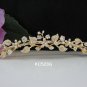 Golden floral hair comb;Bridal crystal comb ;Wedding tiara;bride headpiece ;opera accessories#523g