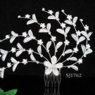 Silver floral hair comb;Bridal crystal comb ;Wedding tiara;bride headpiece ;opera accessories#62s