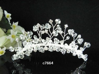 Handmade silver crystal comb ;Wedding tiara;bride headpiece ;opera accessories#7664