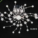 Pearl Floral silver crystal comb ;Wedding tiara;bride bridesmaid headpiece ;opera accessories#813