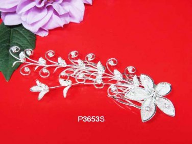 Floral silver crystal comb ;Wedding tiara;bride bridesmaid headpiece ;opera accessories#3653s