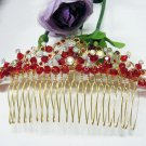 Floral golden crystal comb ;Wedding tiara;bride bridesmaid headpiece ;opera accessories#1233g