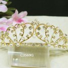 Sweet golden crystal pearl comb ;Wedding tiara;bride bridesmaid headpiece ;opera accessories#3569g