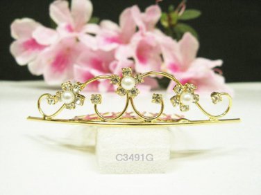 Fancy golden crystal comb ;Wedding tiara;bride bridesmaid headpiece ;opera accessories#3491g