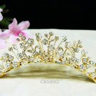 Floral  Wedding tiara;Fancy golden crystal comb ;bride bridesmaid headpiece ;opera accessories#6580g