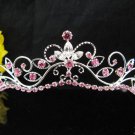 Wedding tiara;Fancy silver crystal pink tiara;bride bridesmaid headpiece ;opera accessories#11dp