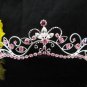 Wedding tiara;Fancy silver crystal pink tiara;bride bridesmaid headpiece ;opera accessories#11dp