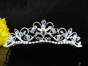 Wedding tiara;Fancy silver crystal blue tiara;bride bridesmaid headpiece ;opera accessories#11bl