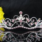 Wedding tiara;Fancy silver crystal pink tiara;bride bridesmaid headpiece ;opera accessories#11lp