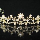 Floral Golden Bridal tiara;crystal wedding tiara ;bridesmaid headpiece ;opera accessories#8498g