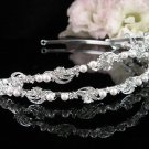 Silver Fancy Bridal tiara;crystal wedding tiara ;bridesmaid headpiece;Twin Floral headband #115s
