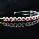 Fancy Bride Hair accessories;Red Daisy Bridal Tiara;Silver Rhinestone Wedding Headband#624r
