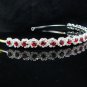 Fancy Bride Hair accessories;Red Daisy Bridal Tiara;Silver Rhinestone Wedding Headband#624r