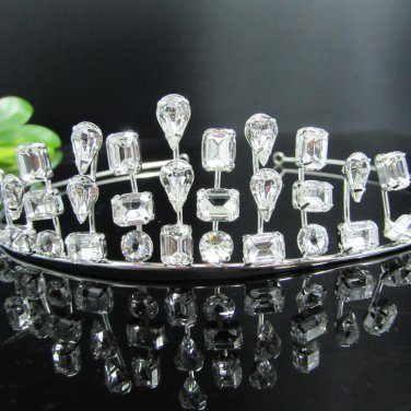 Crystal Handmade Fancy Bride Hair accessories;Bridal Tiara;Silver Rhinestone Wedding Headband#3587