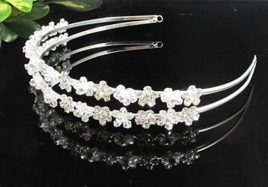 Twin crystal Daisy Bride Hair accessories;Bridal Tiara;Silver Rhinestone Wedding Headband#8958