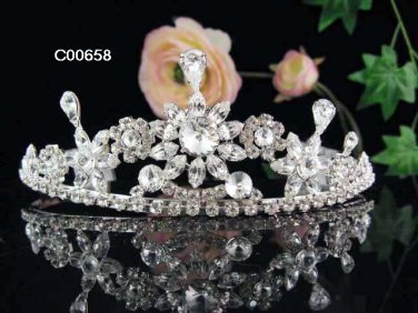 Silver Bridal Tiara;Bride regal ;dancer regal ;Gorgeous Rhinestone Wedding Headband;opera tiara#658