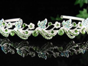 Floral Bride Silver headband;Sweet Dancer regal;Bridal Tiara;opera Rhinestone Wedding tiara#592gr