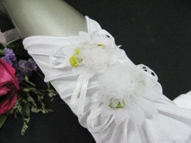 Floral Bridesmaid elbow white gloves;Dancer Opera Accessories;Bridal wedding Accessories#72w