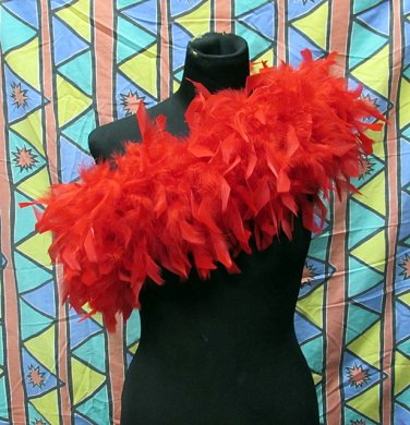 Red Fancy Feather Wrap;Bridesmaid shawl;Dancer Opera Scarves ;Bridal Rope ;wedding Tippet#04r