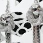 Long dangle Earring ;Bridal Bride Silver Earrings;Rhinestone Wedding Party Fashion accessories#LE2