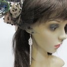 Long dangle Earring ;Bridal Bride Silver Earrings;Rhinestone Wedding Party Fashion accessories#LE1