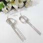 Long dangle Earring ;Bridal Bride Silver Earrings;Rhinestone Wedding Party Fashion accessories#LE6