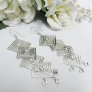 Long dangle Earring ;Bridal Bride Silver Earrings;Rhinestone Wedding Party Fashion accessories#LE8