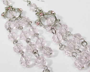 Handmade Ping Long Earrings;Rhinestone Wedding Party Fashion accessories#LE17