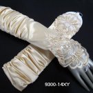Ivory Elbow floral pearl Bridesmaid gloves;Dancer Opera Accessories;Bridal #14I