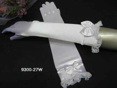 White Elbow cute bow Bridesmaid gloves;Dancer Opera Accessories;Bridal #27w