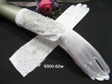 Elbow Fancy Satin white Bridesmaid gloves;Dancer Opera Accessories;Wedding Bridal gloves#62w