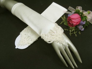 Ivory Finger-less Satin Bridesmaid gloves;Dancer Opera Accessories;Wedding Bridal gloves#59i