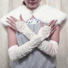 Finger-less ivory satin Bridesmaid gloves;Dancer Opera Accessories;Wedding Bridal gloves#64i