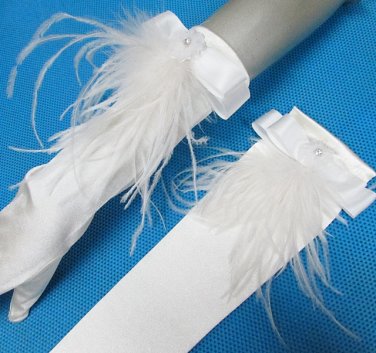 Elbow satin Ostrich Bridesmaid gloves;Dancer Opera Accessories;Wedding Bridal gloves#99W