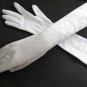 Floral french Lace white Elbow Bridesmaid gloves;Dancer Opera Accessories;Wedding Bridal gloves#35w