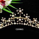 Fancy Bride Golden comb;Sweet Dancer regal;Bridal Tiara;opera Rhinestone Wedding tiara#2096g