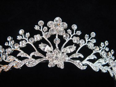 Silver Elegance Bridal Headpiece;Dancer regal;Bridesmaid Tiaras;opera Rhinestone Wedding tiara#1003