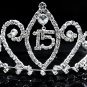 Silver Rhinestone Happy Birthday 15 tiara Elegance Headpiece;Dancer regal;Girls Tiaras;#6927