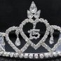 Silver Rhinestone Happy Birthday 15 tiara Elegance Headpiece;Dancer regal;Girls Tiaras;#315