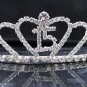 Happy Birthday 15 Silver Rhinestone tiara ;Elegance Headpiece;Dancer regal;Girls Tiaras #701
