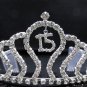 Sweet Happy Birthday 15 Silver Rhinestone tiara;Huge Headpiece;Dancer regal;Girls Tiaras #6093