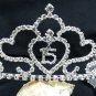 Sweet Happy Birthday 15 Silver Rhinestone tiara;Fancy Headpiece;Dancer regal;Girls Tiaras #8922