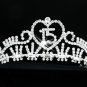 Sweet Happy Birthday 15 Silver Rhinestone tiara;Fancy Headpiece;Dancer regal;Girls Tiaras #1127