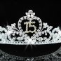 Sweet Happy Birthday 15 Silver Rhinestone tiara;Fancy Headpiece;Dancer regal;Girls Tiaras #1326gr
